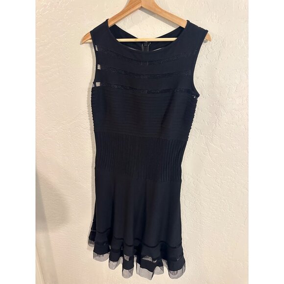 NWT Tadashi Shoji Black Mesh Illusion Cocktail Dress - Picture 3 of 14
